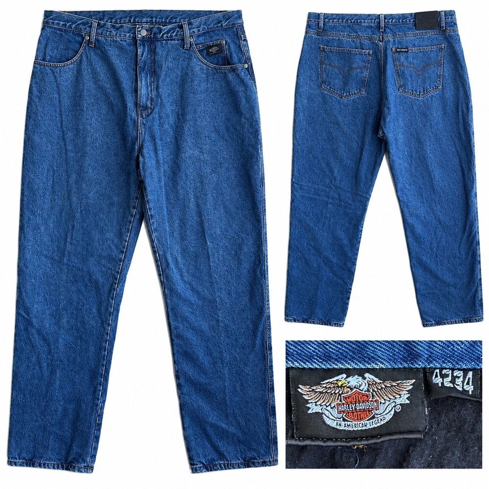 Harley-Davidson Genuine Motorclothes Traditional Fit Mid Rise Jeans Blue 42x34